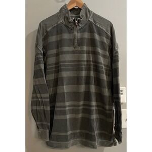 Woolrich Shirt Striped‎ Heavyweight Canvas Pullover 1/4 Zip Mens Large
